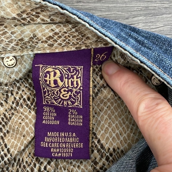 Sz26 Rich & Skinny Straight Leg distressed Dark blue wash EUC - Picture 9 of 10